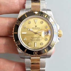 Submariner Date 116613 LN 2018 Noob Factory V8 24K YG Wrapped & SS Champagne Dial Swiss 3135
