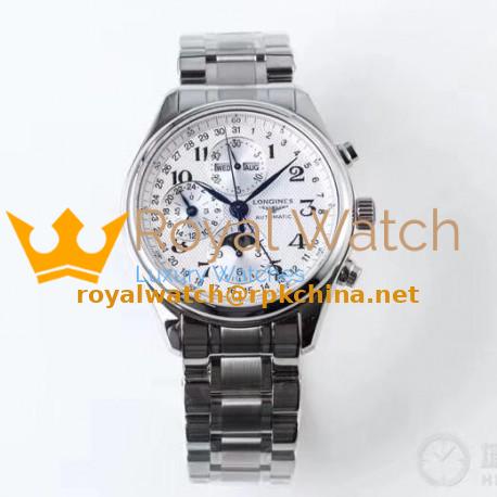Replica Longines Master Collection Moonphase Chronograph L2.673.4.78.6 JF Stainless Steel White Dial Swiss 7751