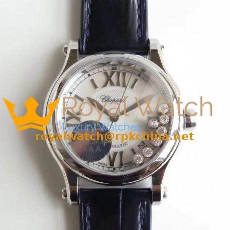 Replica Chopard Happy Sport 36MM Automatic 278559-3001 YF V2 Stainless Steel Silver & Diamond Dial Swiss 2892