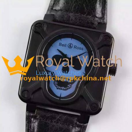 Replica Bell & Ross BR 01 Skull PVD Blue Dial M9015