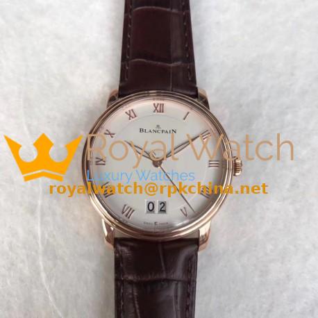 Replica Blancpain Villeret Grande Date 6669-3642-55B HG V2 Rose Gold White Dial Swiss 6950