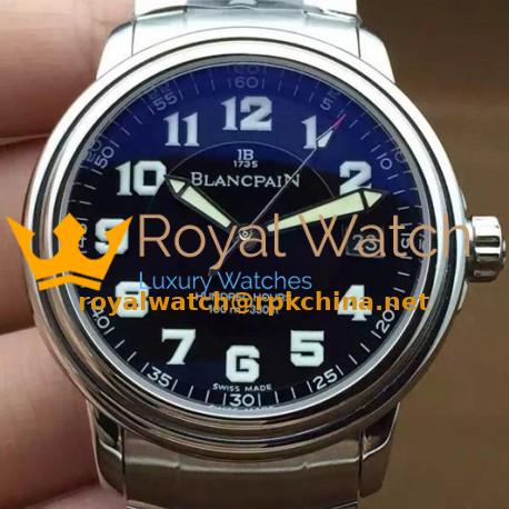 Replica Blancpain Leman Hundred Hours Stainless Steel Black Dial M9015