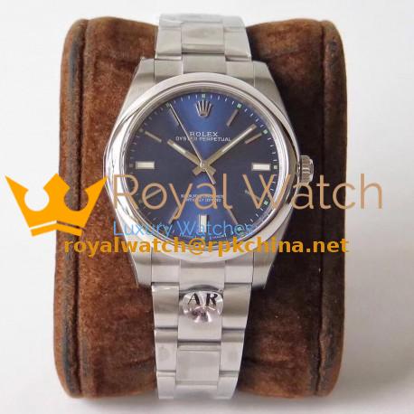 Replica Rolex Oyster Perpetual 39 114300 AR Stainless Steel 904L Blue Dial Swiss 3132