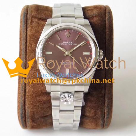 Replica Rolex Oyster Perpetual 39 114300 AR Stainless Steel 904L Red Dial Swiss 3132