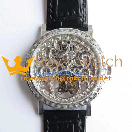 Replica Piaget Altiplano Skeleton Tourbillon BBR Stainless Steel & Diamonds Silver Skeleton Dial Swiss Tourbillon