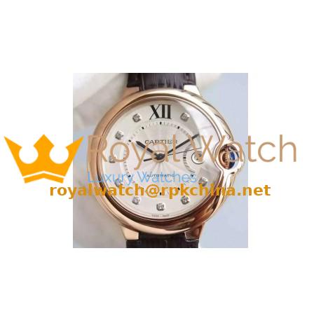 Replica Cartier Ballon Bleu Rose Gold White Dial M9015