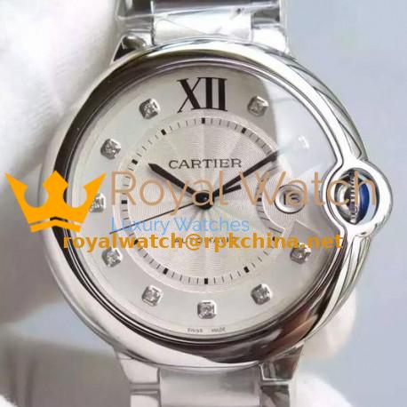Replica Cartier Ballon Bleu Stainless Steel White Dial Stainless Steel Bracelet M9015