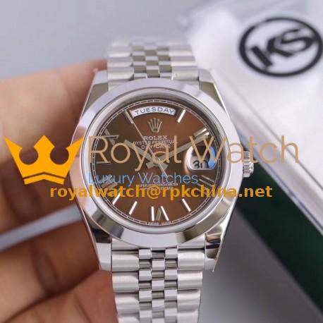 Replica Rolex Day-Date II 218206 41MM KS Stainless Steel Chocolate Dial Swiss 2836-2