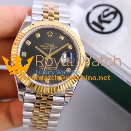 Replica Rolex Datejust II 116333 41MM KS Stainless Steel & Yellow Gold Black Dial Swiss 2836-2