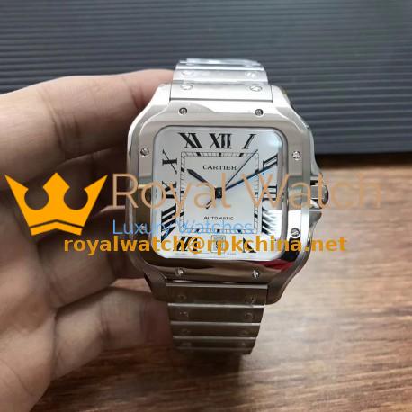 Replica Cartier Santos De Cartier Large 2018 WSSA0009 KOR Stainless Steel White Dial M9015