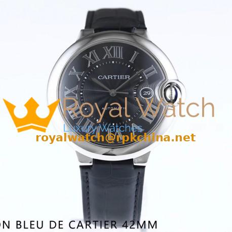 Replica Ballon Bleu De Cartier 42MM WSBB0003 AF Stainless Steel Black Dial Swiss 2892