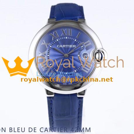 Replica Ballon Bleu De Cartier 42MM WSBB0025 AF Stainless Steel Blue Dial Swiss 2892