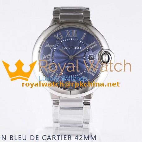 Replica Ballon Bleu De Cartier 42MM WSBB0025 AF Stainless Steel Blue Dial Swiss 2892