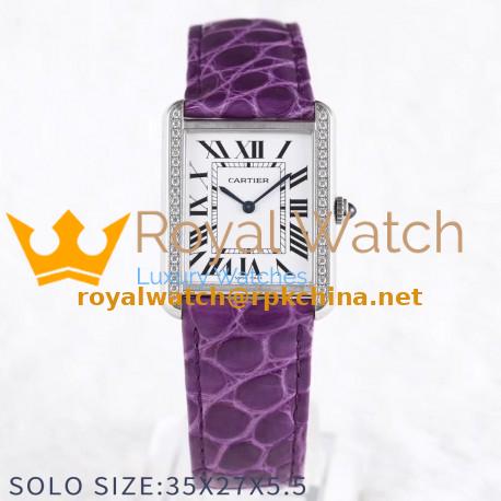 Replica Cartier Tank Solo Ladies 35MM AF Stainless Steel White Dial Swiss Ronda Quartz