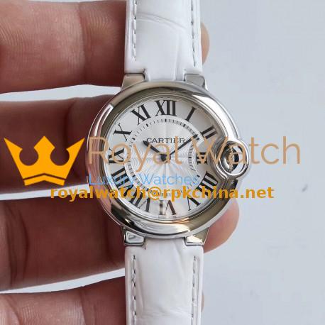 Replica Ballon Bleu De Cartier 33MM W6920086 AF Stainless Steel Silver Dial Swiss Ronda Quartz