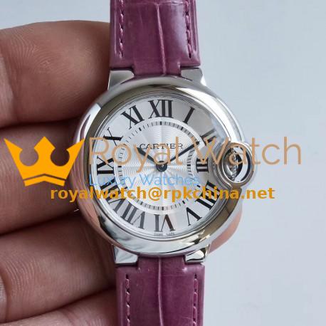 Replica Ballon Bleu De Cartier 33MM W6920086 AF Stainless Steel Silver Dial Swiss Ronda Quartz