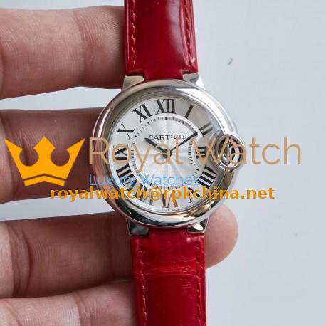 Replica Ballon Bleu De Cartier 33MM W6920086 AF Stainless Steel Silver Dial Swiss Ronda Quartz