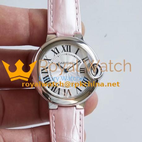 Replica Ballon Bleu De Cartier 33MM W6920086 AF Stainless Steel Silver Dial Swiss Ronda Quartz