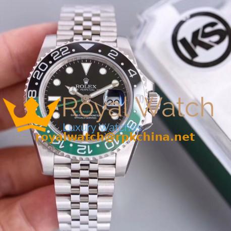 Replica Rolex GMT-Master II KS Stainless Steel Black Dial Swiss 2836-2