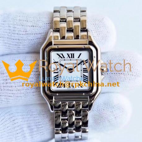 Replica Panthere de Cartier Medium Ladies WSPN0007 GF Stainless Steel White Dial Swiss Ronda Quartz