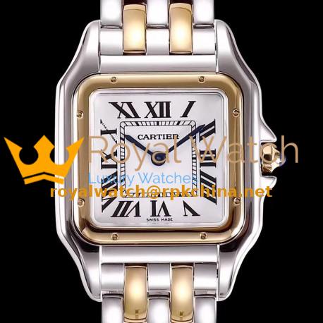 Replica Panthere de Cartier Medium Ladies W2PN0007 KOR Stainless Steel & Rose Gold White Dial Swiss Ronda Quartz