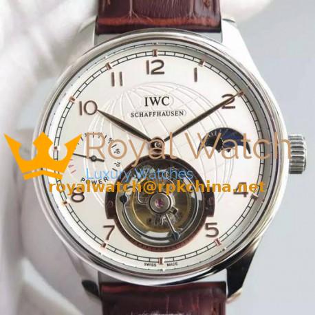 Replica IWC Portuguese Tourbillon Moonphase Power Reserve Stainless Steel White Dial Swiss IWC Tourbillon