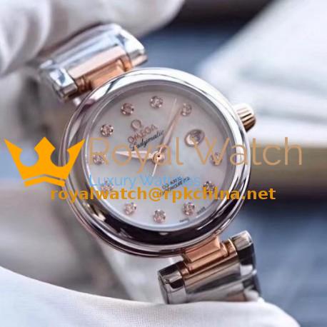 Replica Omega De Ville Ladymatic V6 Stainless Steel & Rose Gold Mother Of Pearl Dial Swiss 8521