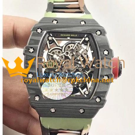Replica Richard Mille RM35-02 Rafael Nadal KV Forged Carbon Skeleton Dial M8215