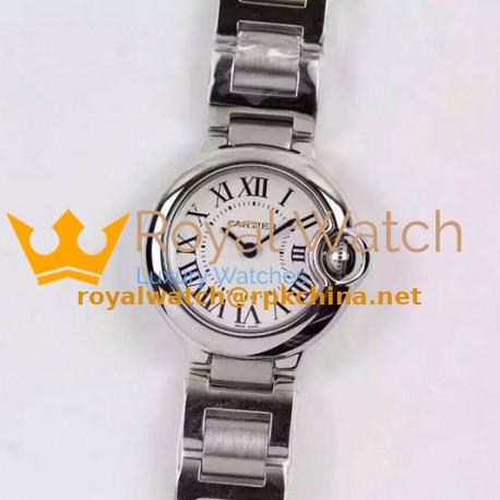 Replica Cartier Ballon Bleu 28MM Ladies Stainless Steel Silver Dial Swiss Quartz