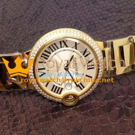 Replica Cartier Ballon Bleu 36MM Yellow Gold Silver Dial Swiss 2688