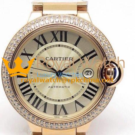 Replica Cartier Ballon Bleu 42MM Rose Gold Champagne Dial Swiss 2824