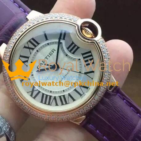 Replica Cartier Ballon Bleu 36MM Rose Gold Silver Swiss 2824-2