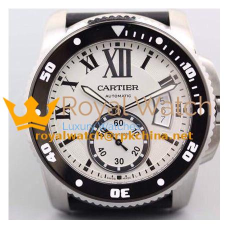 Replica Calibre De Cartier Diver 42MM V6F Stainless Steel White Dial M9015
