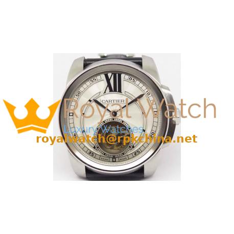 Replica Calibre De Cartier Tourbillon Stainless Steel White Dial Swiss Tourbillon