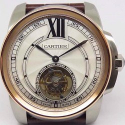 Calibre Tourbillon SS & RG White Dial Swiss Tourbillon
