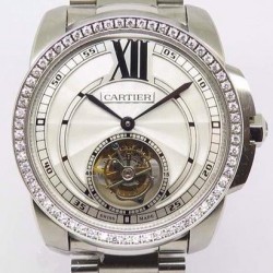 Calibre Tourbillon SS & Diamonds White Dial Swiss Tourbillon