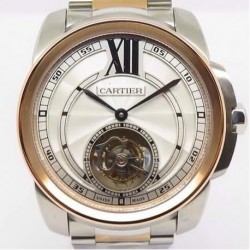 Calibre Tourbillon SS & RG White Dial Swiss Tourbillon
