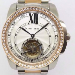 Calibre Tourbillon SS & RG White Dial Swiss Tourbillon