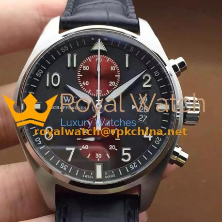 Replica IWC Pilot IW387808 Chronograph Stainless Steel Black & Red Dial Swiss 7750