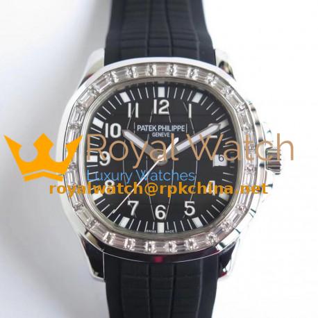 Replica Patek Philippe Aquanaut Jumbo 5167 KM Stainless Steel & Diamond Black Dial Swiss 324SC