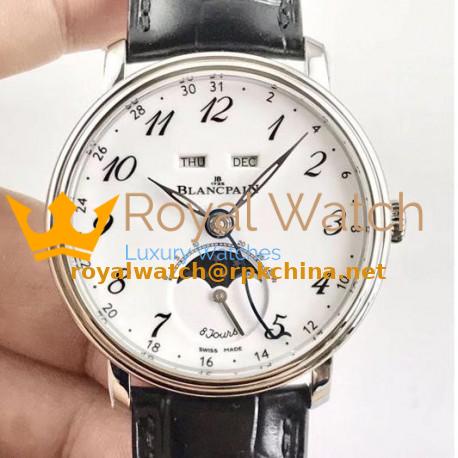 Blancpain Villeret Quantieme Complet 8 Jours 6639-3437-55B OM Stainless Steel White Dial Swiss 6639