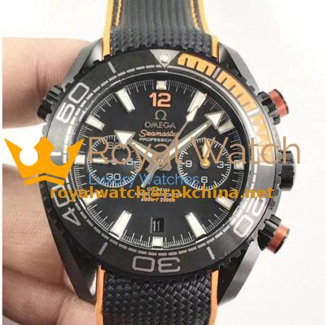 Replica Omega Seamaster Planet Ocean 600M Chronograph Deep Black 215.92.46.51.01.001 OM PVD Black Dial Swiss 9900