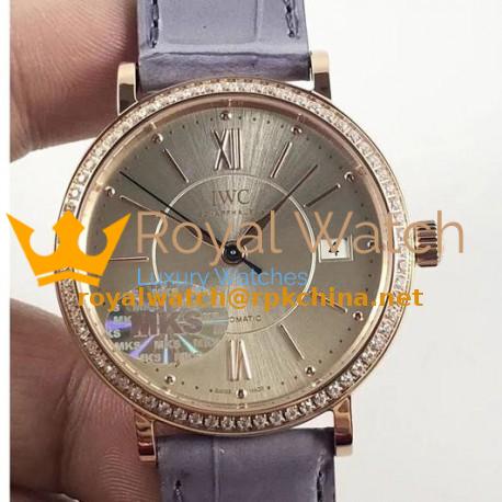 Replica IWC Portofino Automatic 37 IW458107 MK Rose Gold & Diamonds Silver Dial M9015