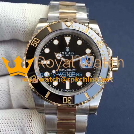 Replica Rolex Submariner Date 116613LN N V8S 24K Yellow Gold Wrapped & Stainless Steel Black Dial Swiss 2836-2