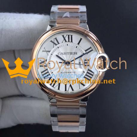 Replica Ballon Bleu De Cartier 33MM W2BB0023 V6 Stainless Steel & Rose Gold Silver Dial Seiko NH05A