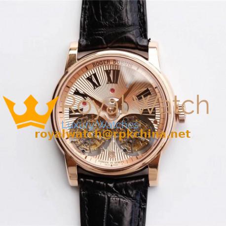 Replica Roger Dubuis Hommage Double Flying Tourbillon RDDBHO0562 JB Rose Gold Rose Gold Dial Swiss RD100