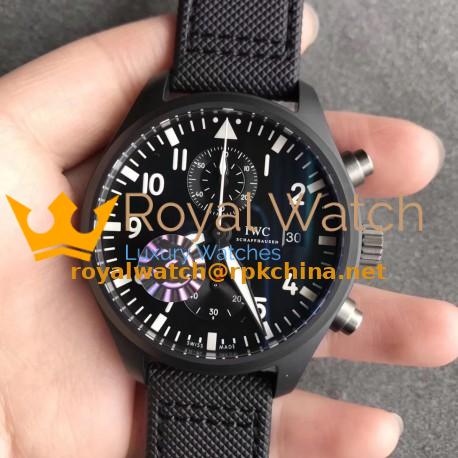 Replica IWC Pilot Top Gun Chronograph IW389001 ZF Ceramic Black Dial Swiss 7750