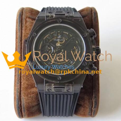 Replica Hublot Big Bang Unico All Black Sapphire 411.JB.4901.RT OX Black Sapphire Crystal Skeleton Dial Swiss HUB1242