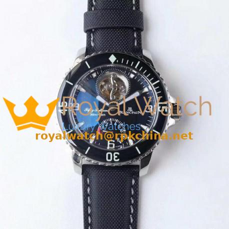 Replica Blancpain Fifty Fathoms Tourbillon 8 Days 5025-1530-52A JB Stainless Steel Black Dial Swiss 25A
