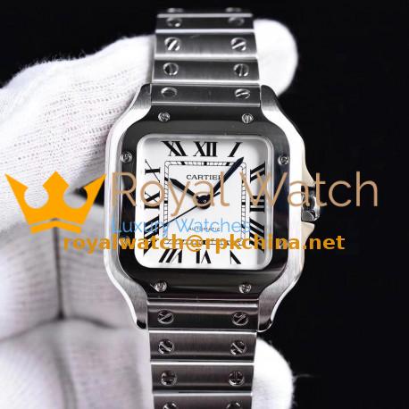 Replica Cartier Santos De Cartier Medium Automatic WSSA0010 GF Stainless Steel White Dial M9015